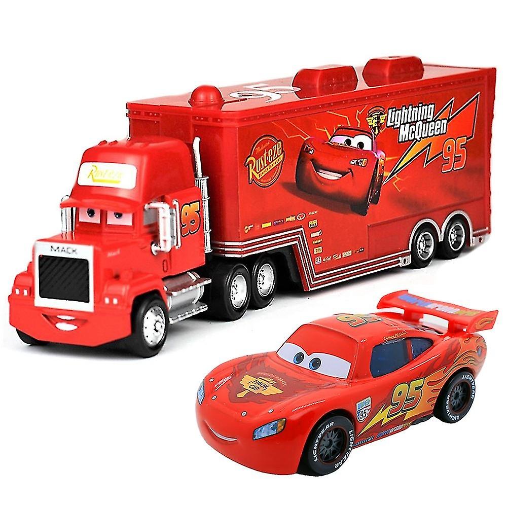 Movie Αυτοκίνητα 2 3 χαρακτήρες Lightning Mcqueen &; Ο βασιλιάς &; Chick Hicks &; Mack Truck Θείος Metal Die-ca