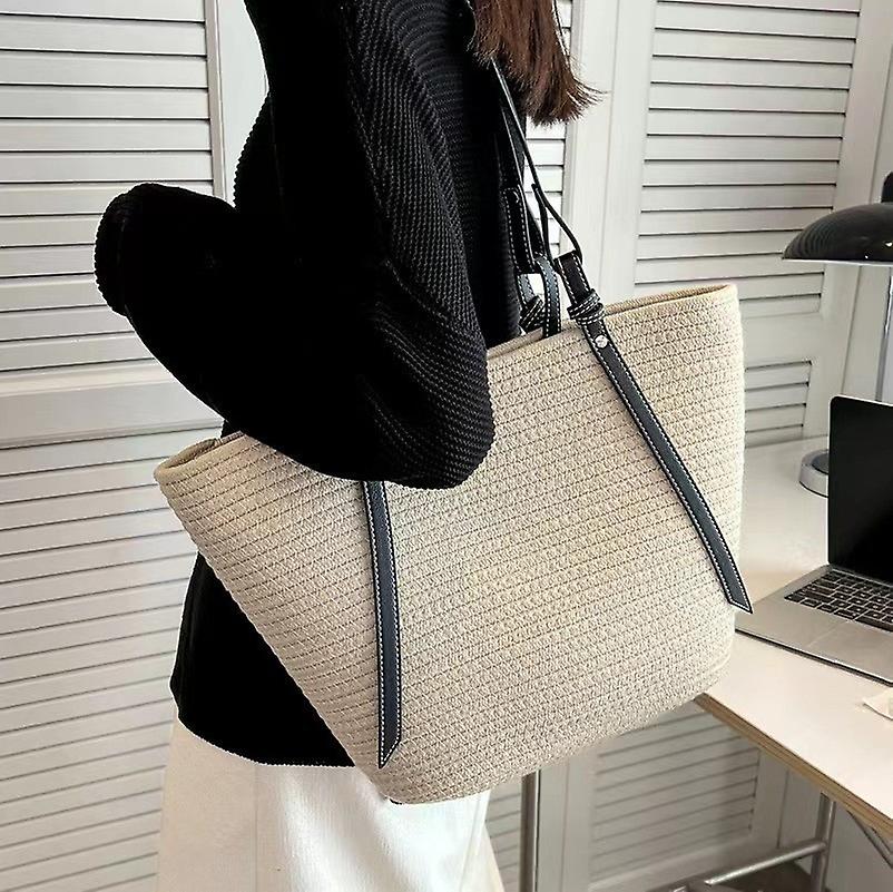 Straw braided high capacity women's bag braided summer beach women