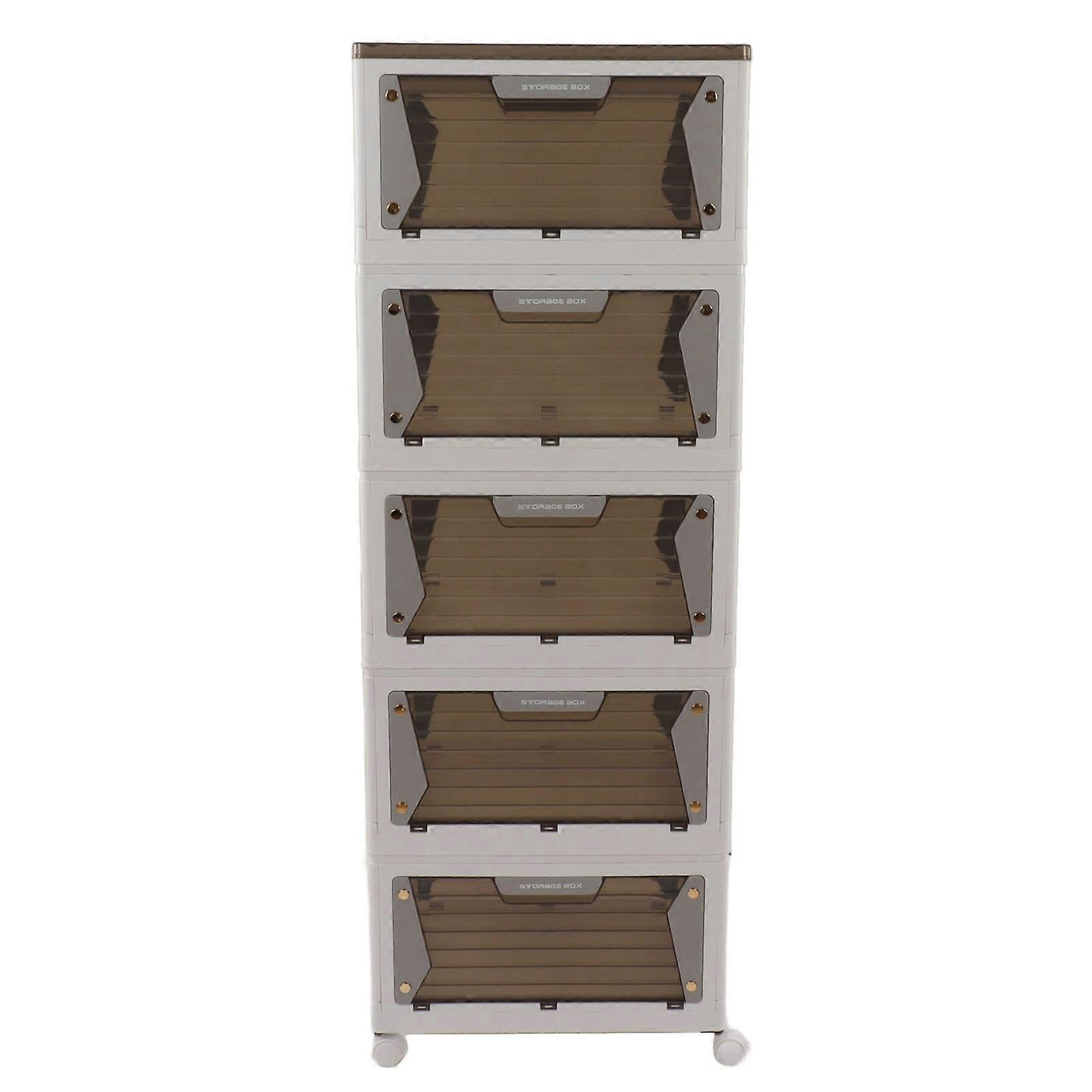 Stackable Storage Bins Folding Stable Magnetic Suction Function Storage Box Container With Wheels For Home M 5 Layer