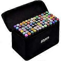 Set of 80 markers, graffiti pens, scribble with rapid in 1 second, unique double-headed design, fitted with a black storage base for carrying case