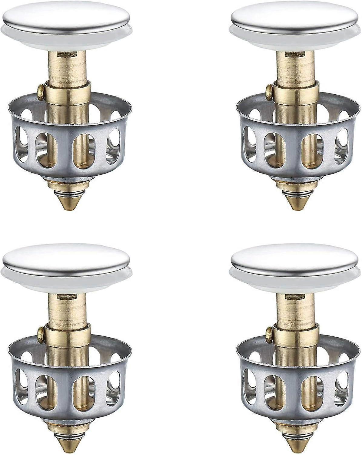 4 Pcs Universal Sink Strainer, Stainless Steel Bounce Core Basin, Sink Filter for Washbasin, Drain Stopper with Strainer with Basket, for Kitchen Bat
