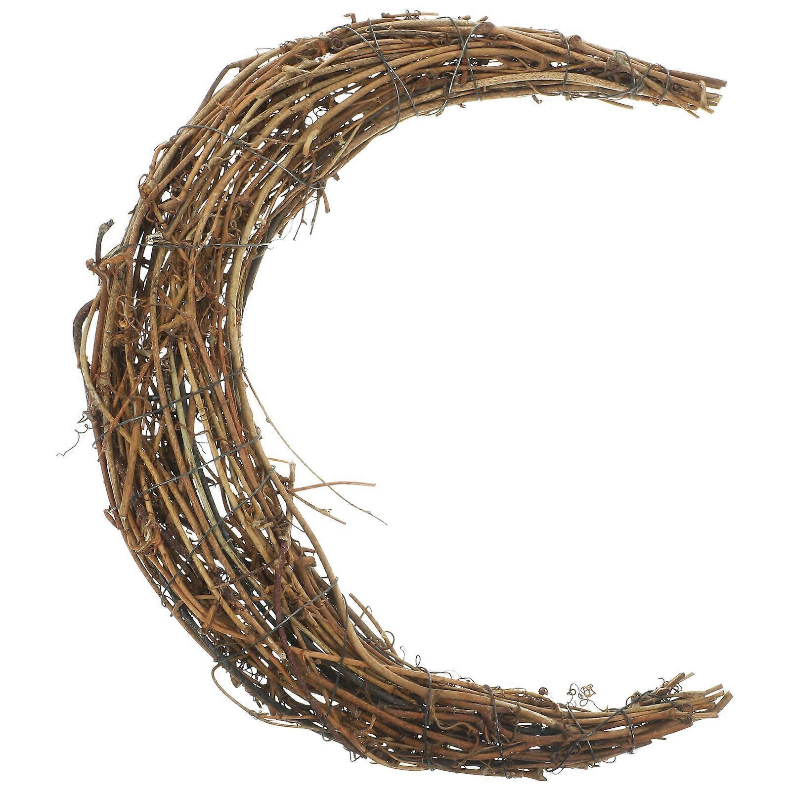 Moon Shape DIY Rattan Wreath Handmade DIY Rattans DIY Christmas Rattan Wreath