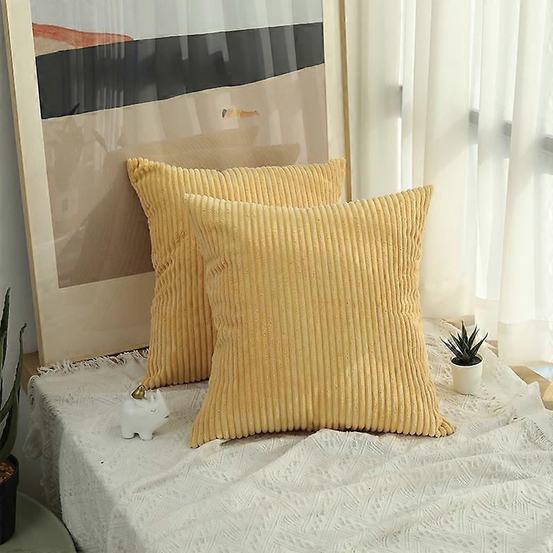 2-pack Corduroy Throw Pillow Covers, Soft Decorative Square Cushion Cases