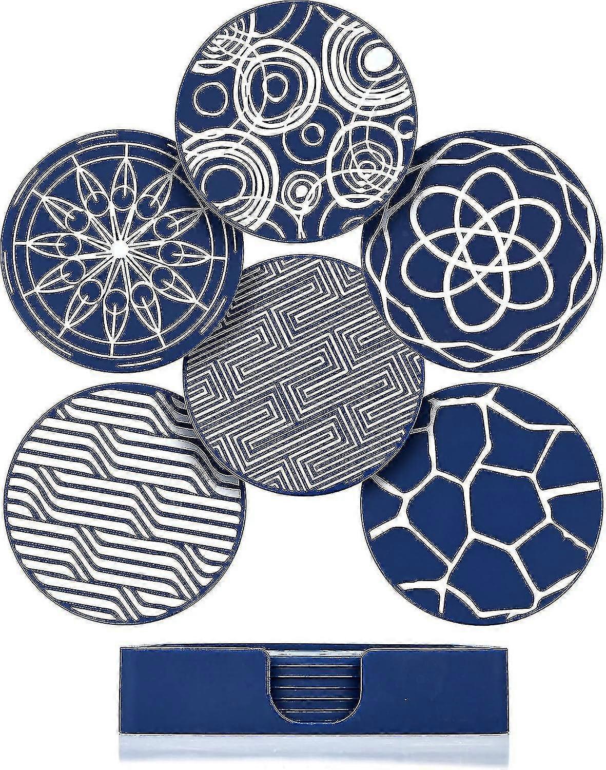 6 Pieces Drink Coasters ,  Round Silicone Rubber Cup Pad -