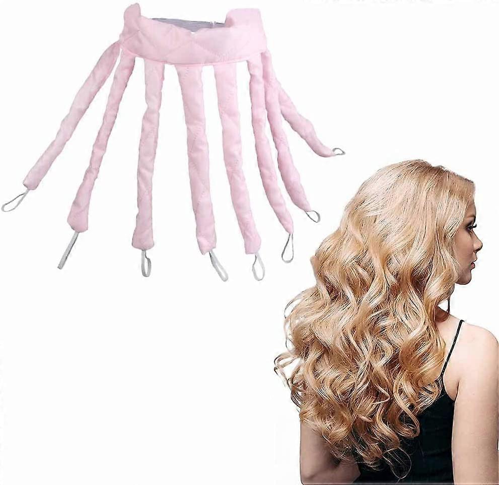 Octopus sans chaleur fer à friser bandeau coucher bricolage outil de cheveux vague curl (rose)