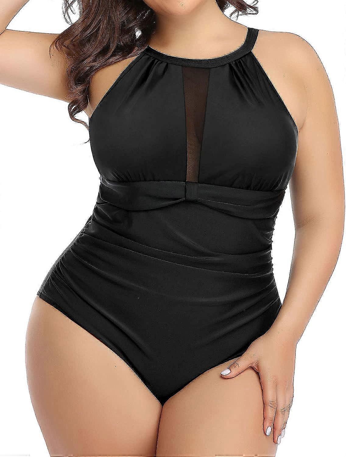 Plus Size Fürdőruha Nők Egyrészes fürdőruha Pocak control High Neck Fürdőruha Ruched Fürdőruha