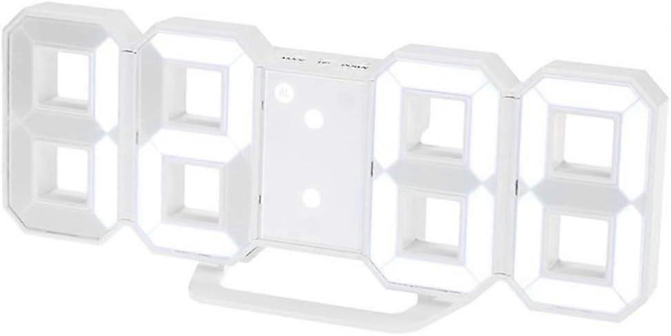 3D LED ساعة حائط رقمية ، منبه مكتب غرفة نوم ، ديكور المنزل ، إسكان أبيض (أبيض)