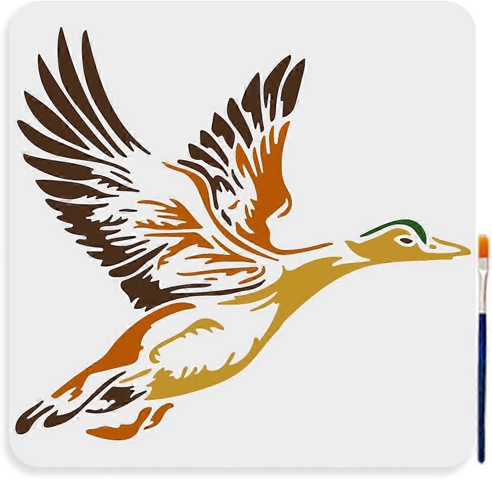 Wild Duck Stencil 11.811.8inch Large Flying Duck Painting Stencils with Paint Brush
