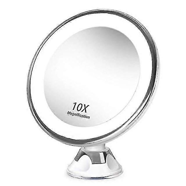 Led Lighted 10x Magnifying Makeup Mirror With Suction Cup, 360 Degree Rotating Adjustable Mirrors