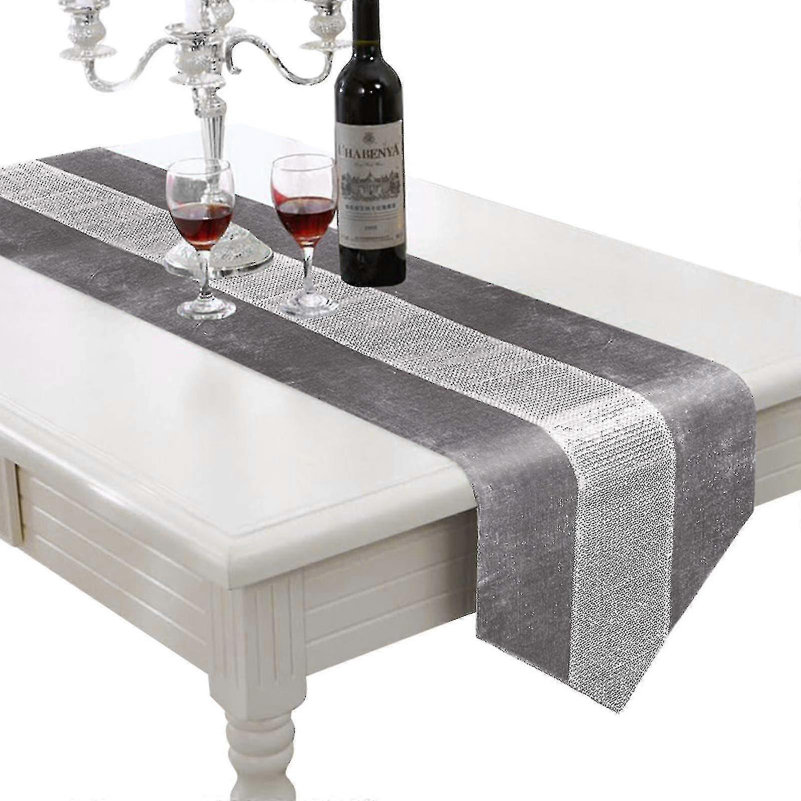 Polyester Table Runner Runner For Table Decoration With Shiny Diamond Bars Table Cloth Beautiful Tab--