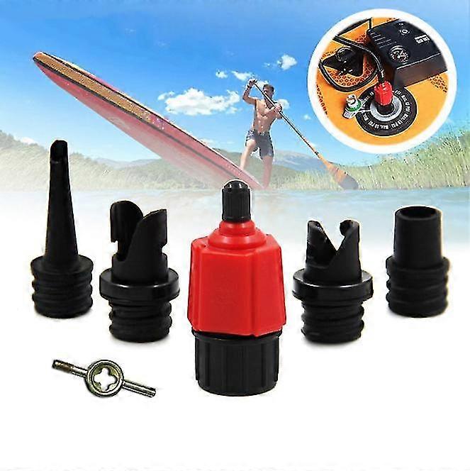 cano-kayak inflatable paddle valve adapter, boat accessory, air inflation valve adapter, pump valve with 4 adapters