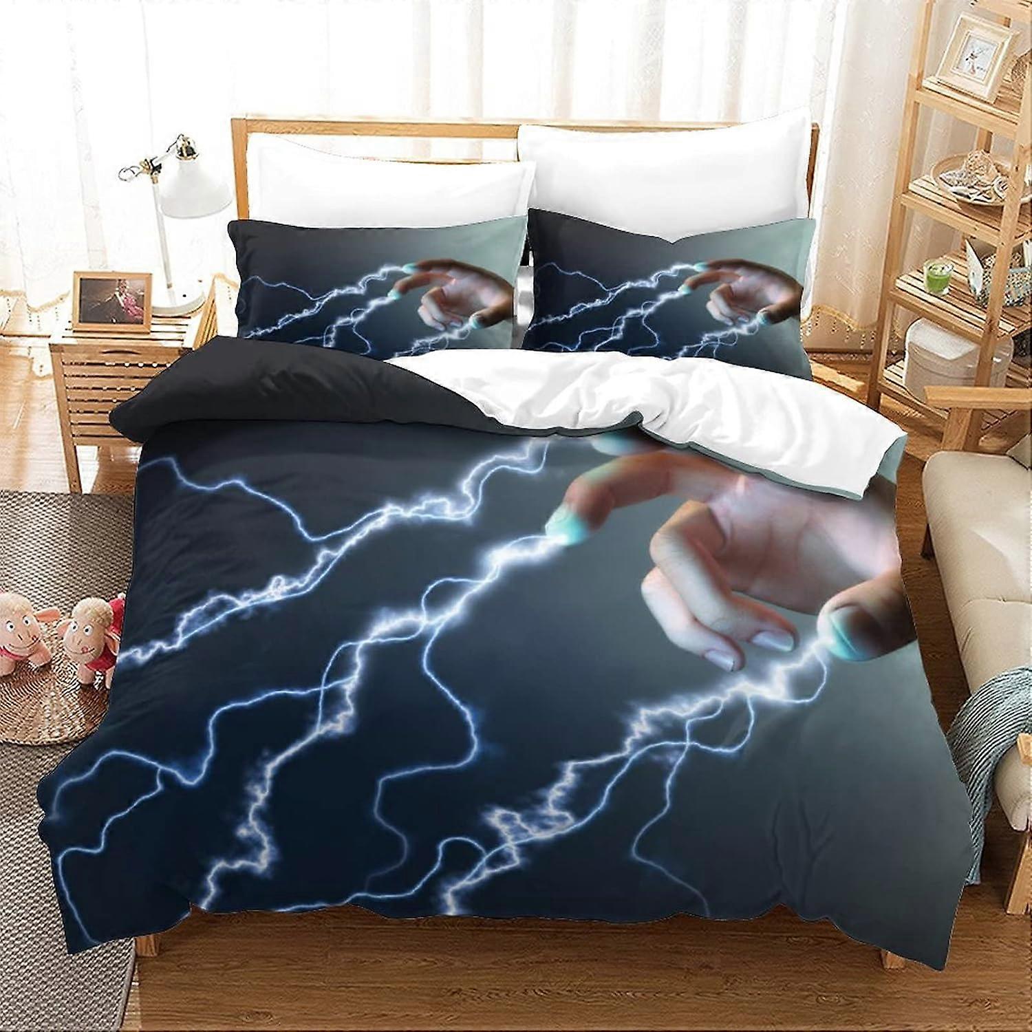 Zestaw pościeli Lightning D, łatwe w pielęgnacji miękkie poszewki na poduszki z mikrofibry Zestaw pościeli dla chłopców Dziewczęta Dorośli Kawałki z podwójnym zapięciem na zamek błyskawiczny