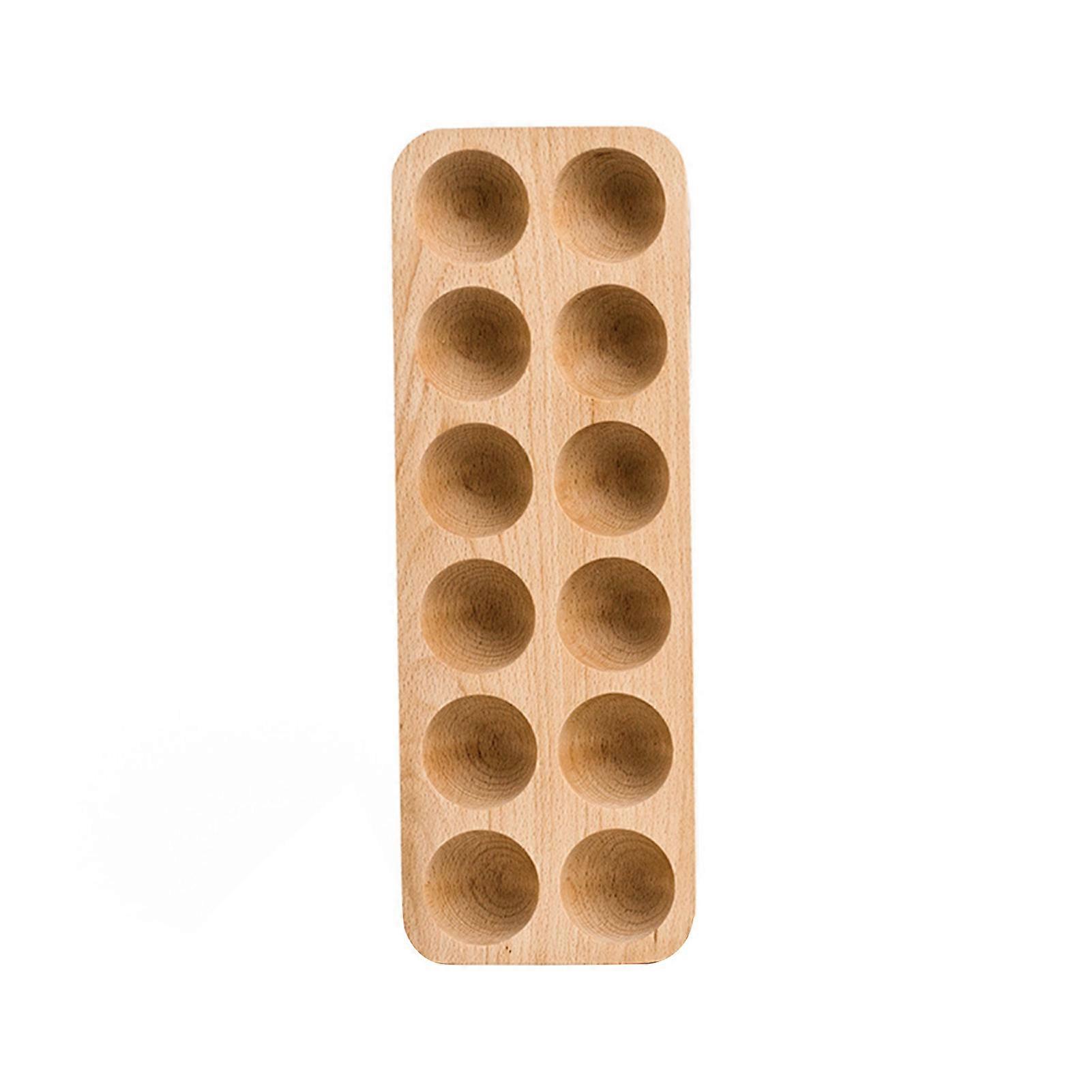 Egg Storage Tray Rustic Style Shockproof Wood Refrigerator Dispenser Egg Organizer for Fridge
