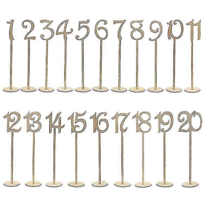 20pcs 1-20 numéros de table en bois avec base de support