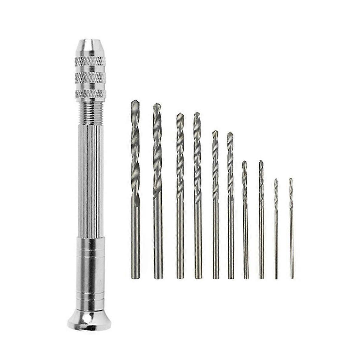 11Pcs Hand Twist Drill Set 0.5-2.0mm Woodworking Hand Punch Tool Hardware Clock Maintenance Kit