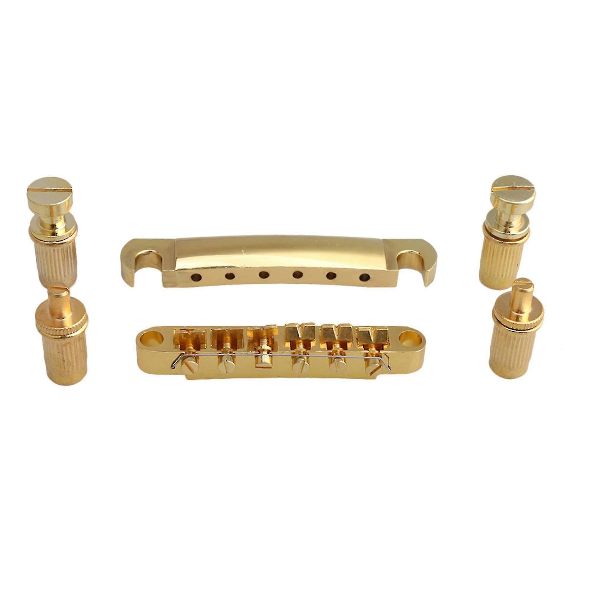 Gold Bridge Tailpiece Set For Electric Guitar With Matching Posts