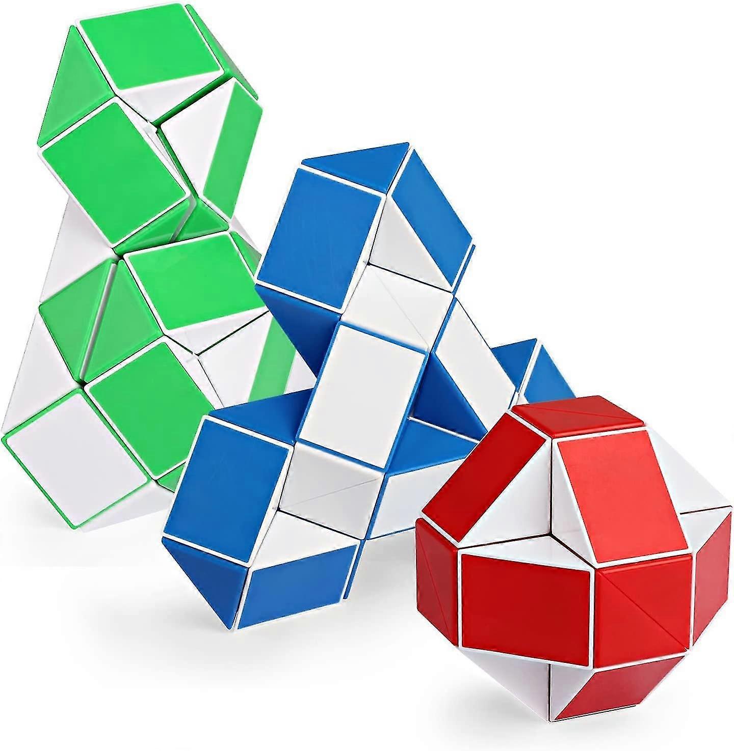 Wabjtam 3pcs Large Size Fidget Snake Cube Twist Puzzle Magic Snake Sensory Toys Collection Brain Teaser Stocking Stuffers Party Favors Game Goodie Bag