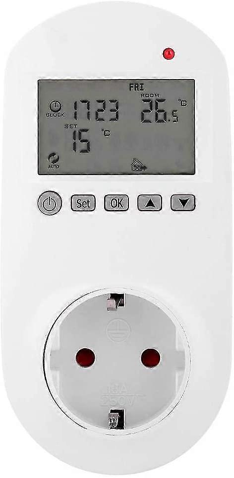 Digital Thermostat Socket, Digital Programmable Socket With Large Lcd Display, Wireless Room Temperature Controller, Built-in Heating Temperature Sens