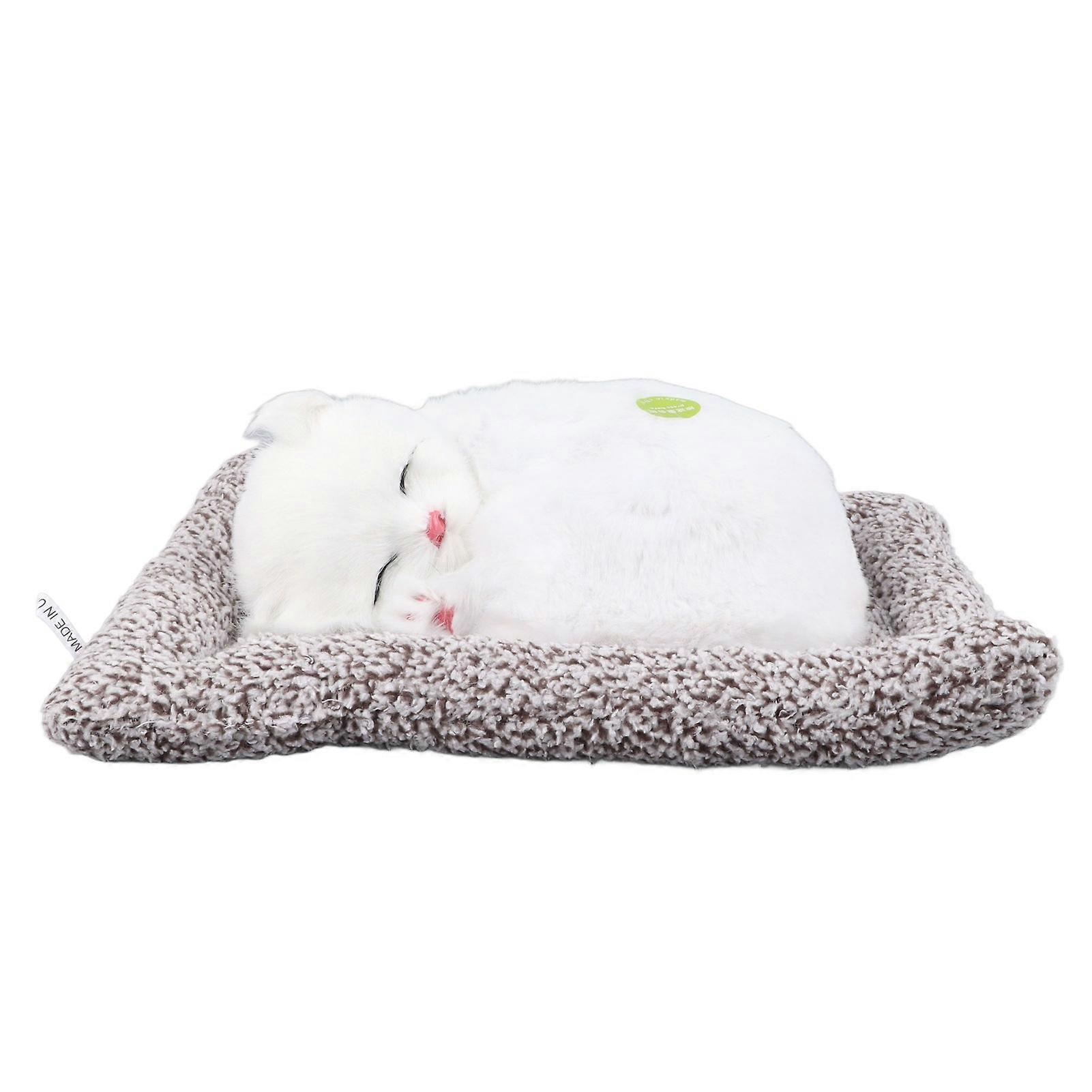 Simulation Cat Life Like Soft Colorfast Furry Cat Figurine Cat Model for Kids Home Decoration Decorative Props White Cat