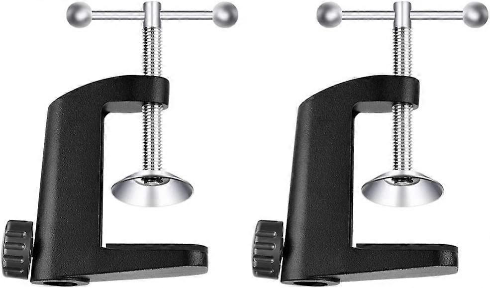 HEALLILY Adjustable Arm Clamp C-Type Metal Headphone Stand Hanger Desk Holder Desktop Mount Table Lamp Holder Stand Socket (Black)