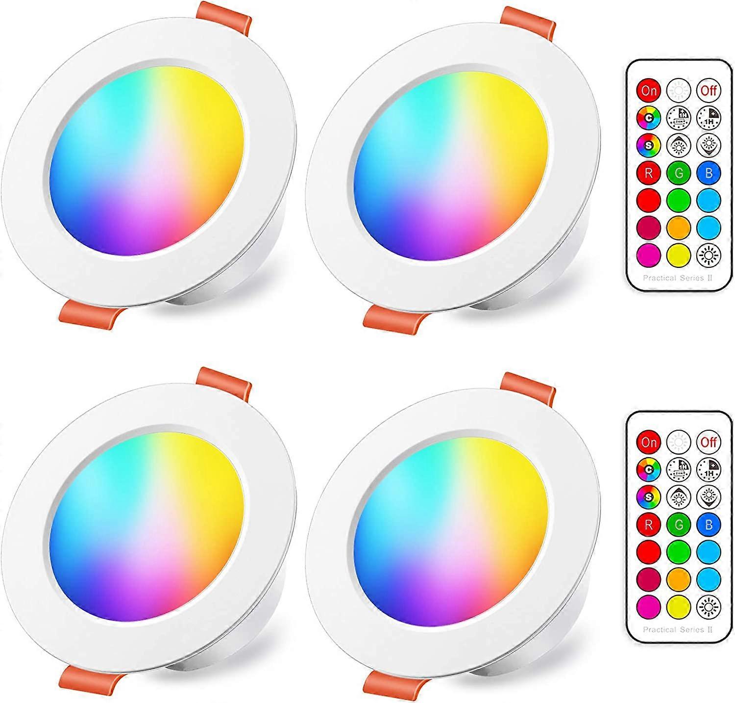 LED Recessed Spotlight 10W (80W Equivalent) RGB Dimming Color RGBW IP44 3000-6500K Round Dimmable Remote Control Recessed Light (Set of 4)