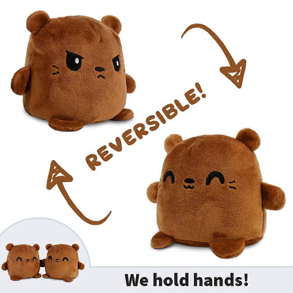 TeeTurtle | Plushmates | Otter | Brown | Happy + Angry | The Reversible Plush That Hold Hands!