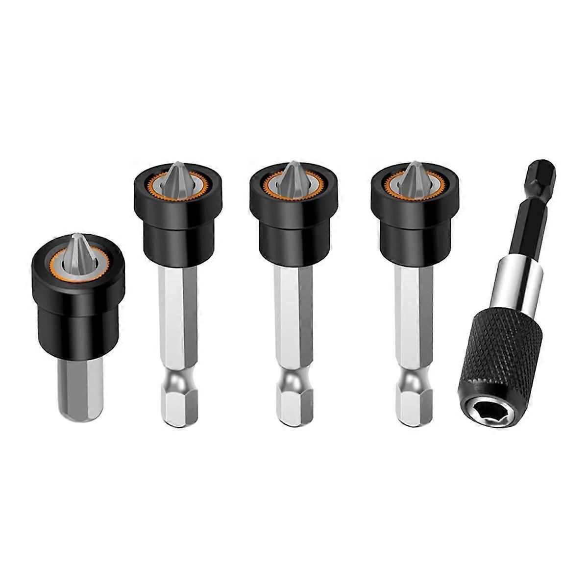 5pcs Premium Magnetic Drywall Screw Setter- PH2 Bits for Plasterboard Sheetrock Screw 1/4 Inch Hex