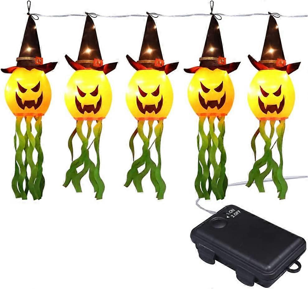 Halloween Decorative Hanging String Lights, 9.8ft Battery Powered, 5 LED Halloween Ghost String Lights, Scary