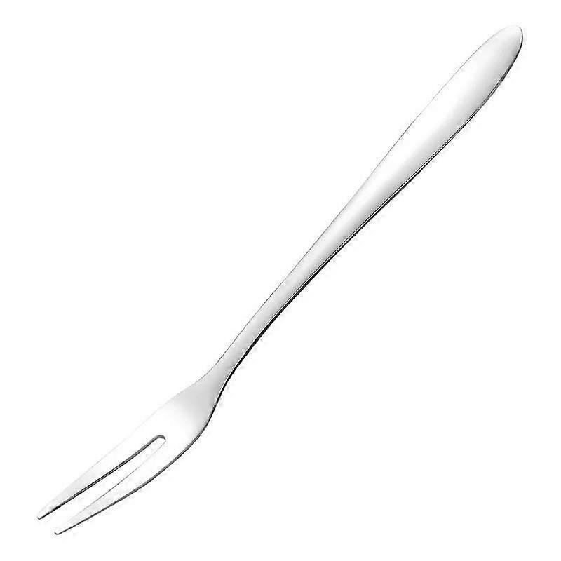 Stainless steel fork, 2-claw fork fruit, dessert fork, portable salad fruit fork, 10-piece set, silver