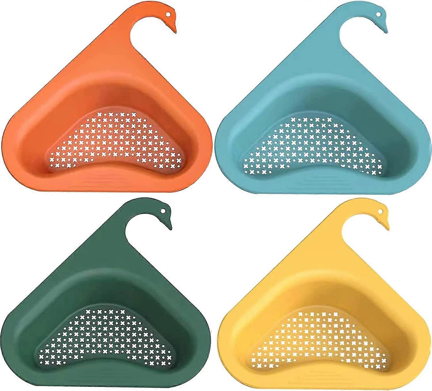 4pcs Sink Colander,Swan Shaped,Triangular Sink Drain Rack