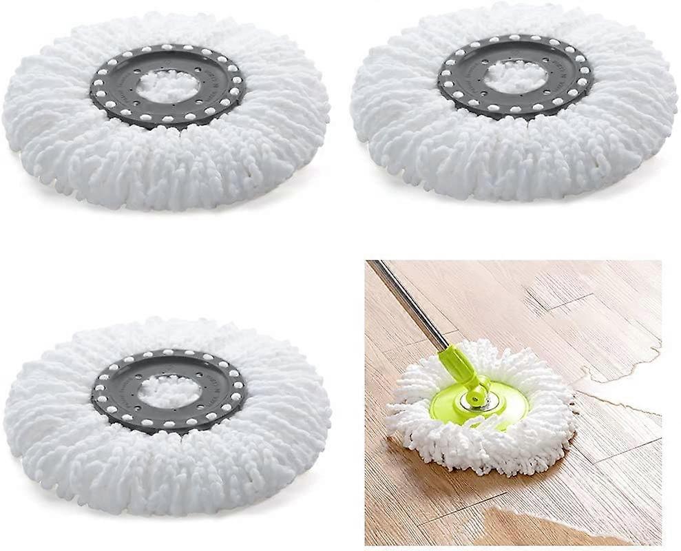 3 Pack Replacement Mop Heads, Microfiber Mop Refills Compatible with EasyWring Mop Refill, 360 Rotating Magic Mop, Easy Mop Head Replacement (White)