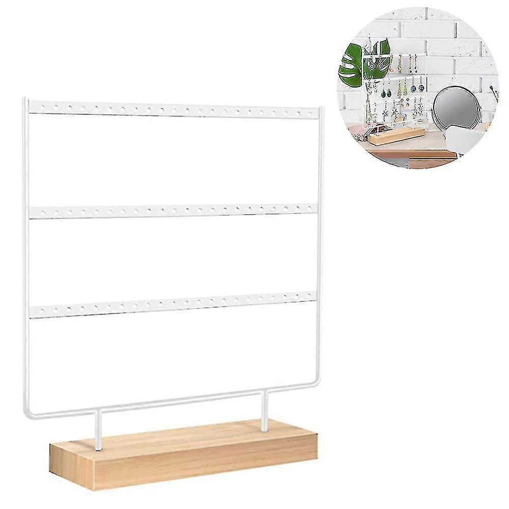 Wood Earring Stand Simple Ear Stud Holder 3-tier Earring Holder Decorative