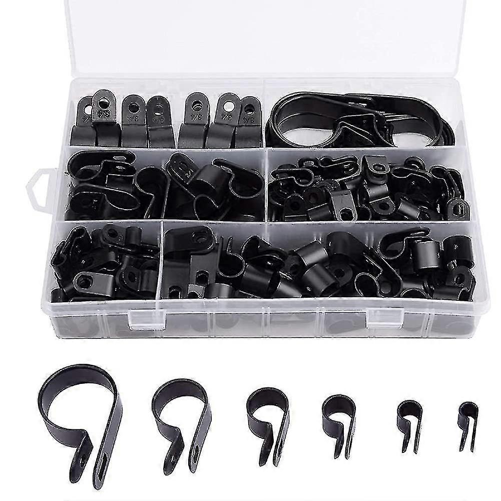 200pcs R-type P-type Cable Clamps Plastic Nylon Wire Clip Assortment Kit Hardware Tools Cable Clip