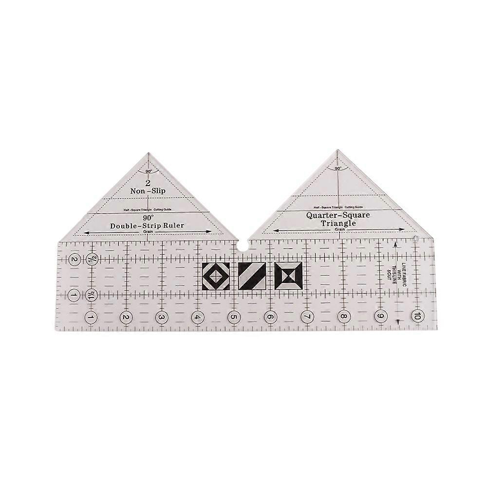 Ruler Grids 45/60/90 Degree Double Strip Ruler Transparent Acrylic Non Slip Quarter Triangle Cutting Guide for Sewing