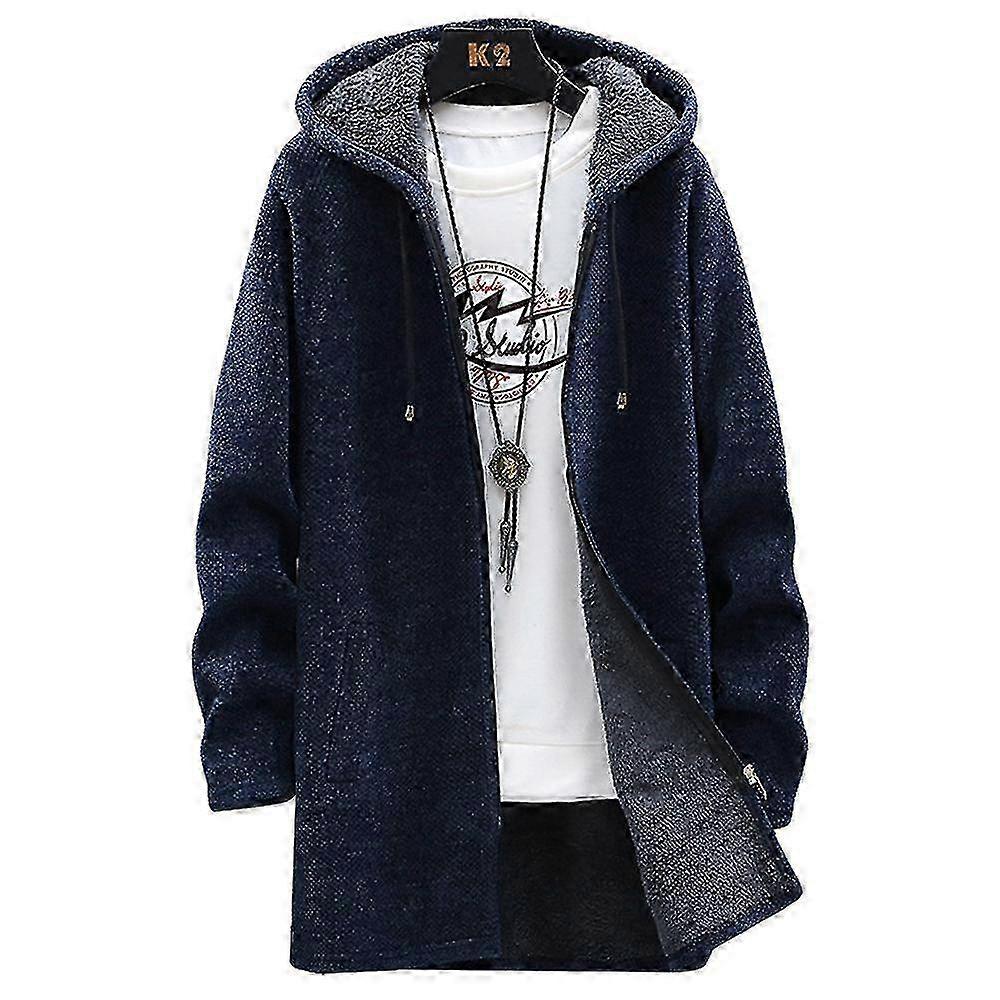 Uomo Felpa con cappuccio Foderato Cappotto invernale Caldo Lungo Maglione Giacca Capispalla