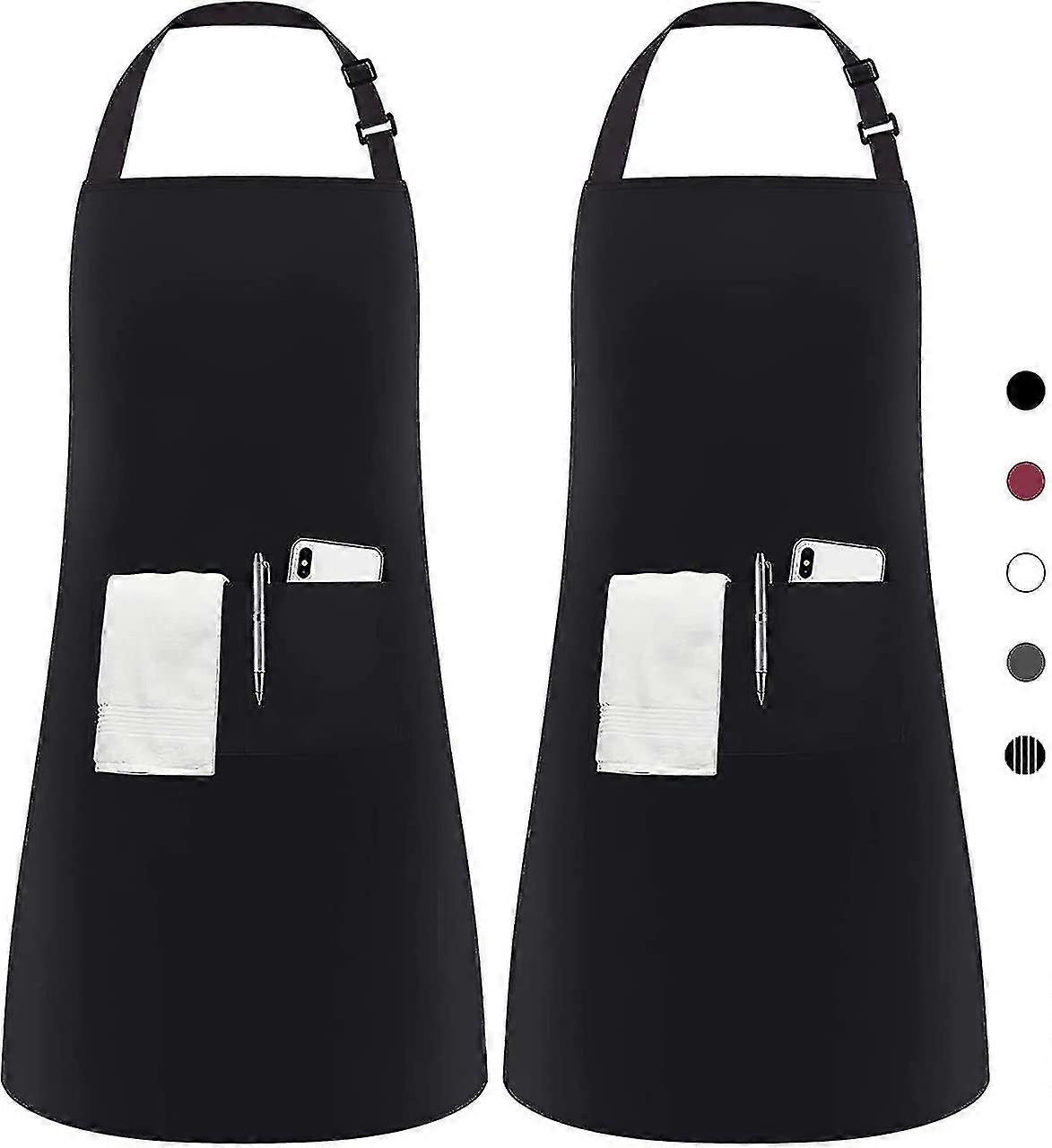 2pcs Adjustable Apron With 2 Pockets Cooking Apron Kitchen Apron