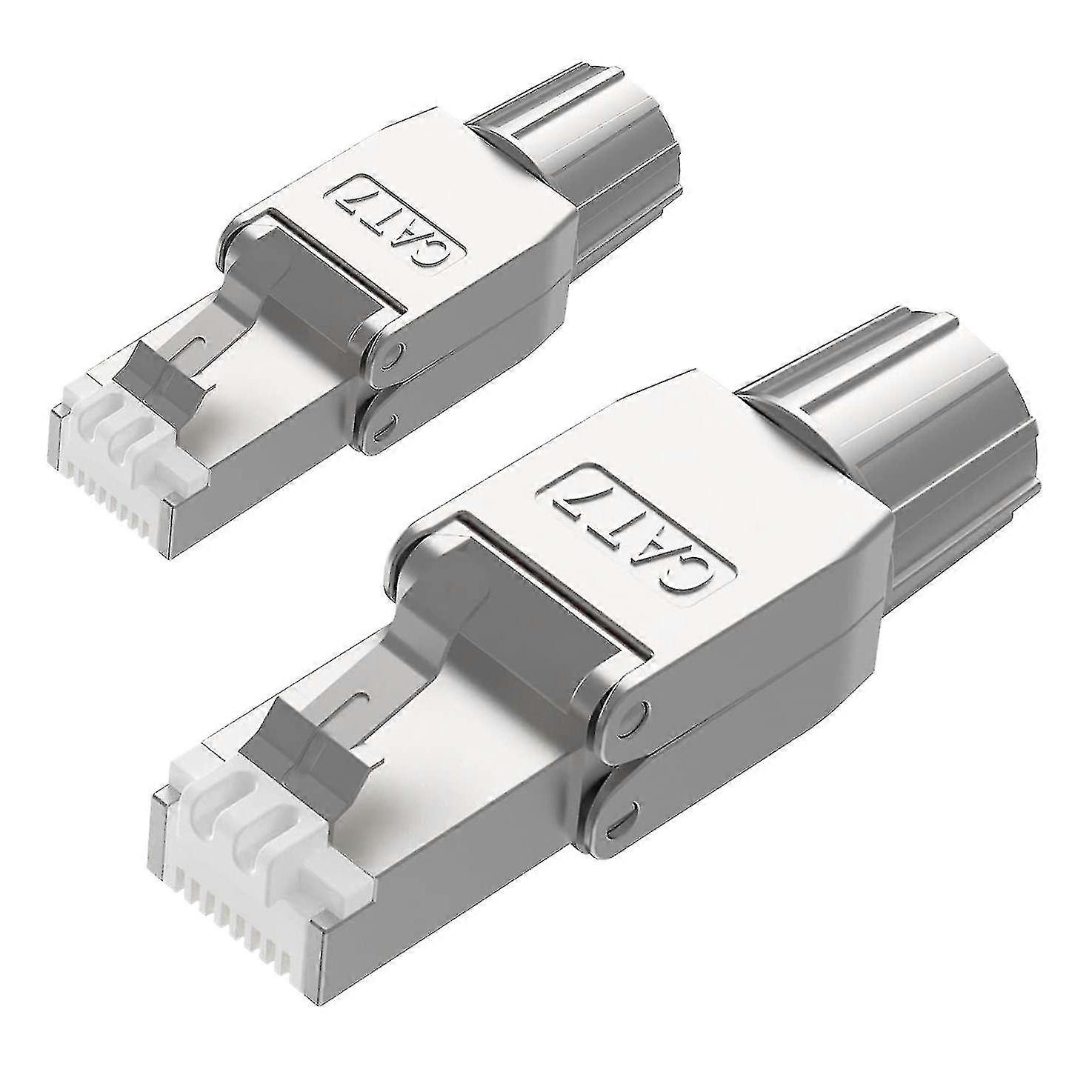 2 Pcs compatible with Rj45 Cat7 Connectors Tool Free Shielded Toolless Modular Network Plug compatible with Installation Ca