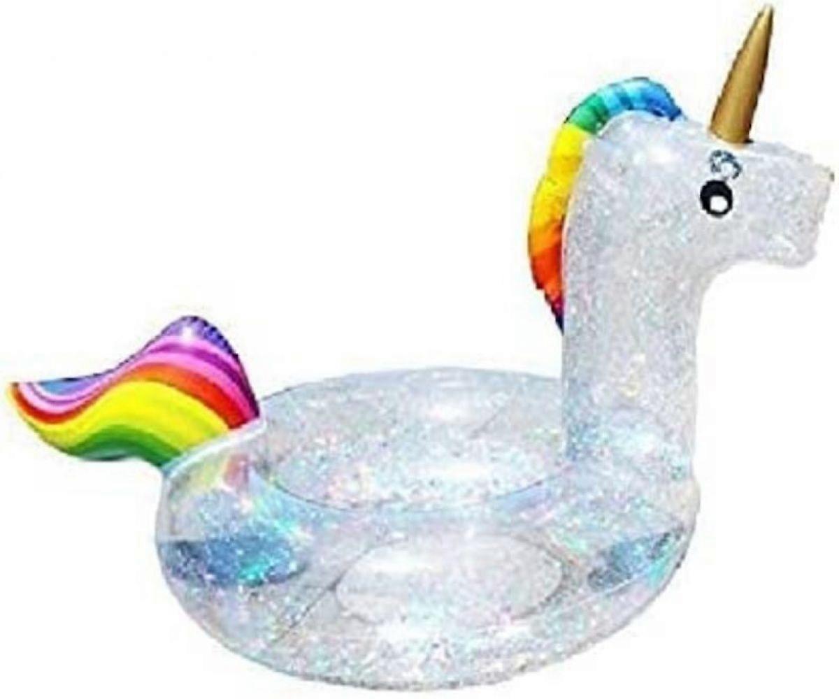 Unicorn Pool Float mit Glitzer,77cm Unicorn Schwimmring Pool Floaties