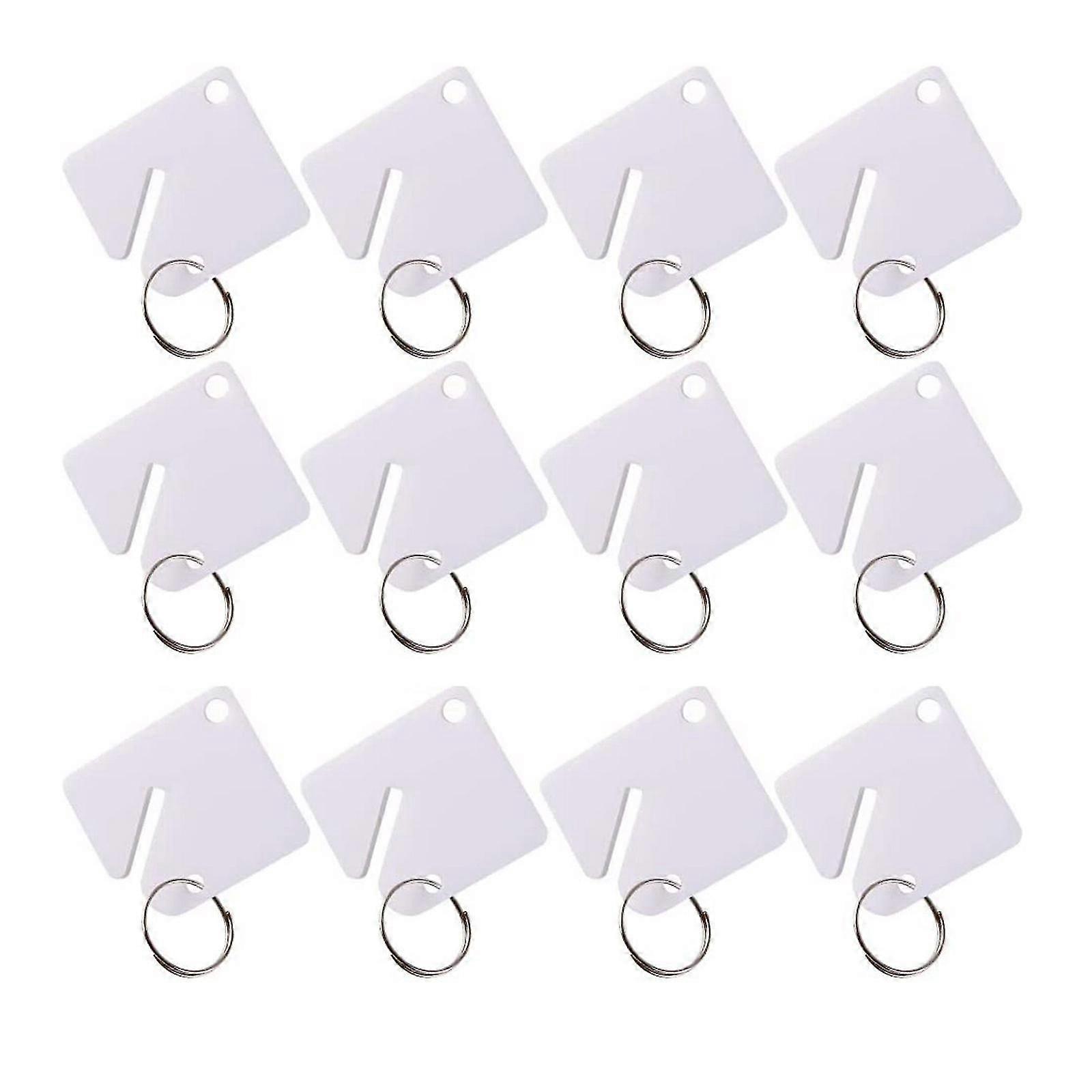 60 Pcs Square Slotted Cabinet for Key Tag With Hook Write-on Tags Round Split Ring
