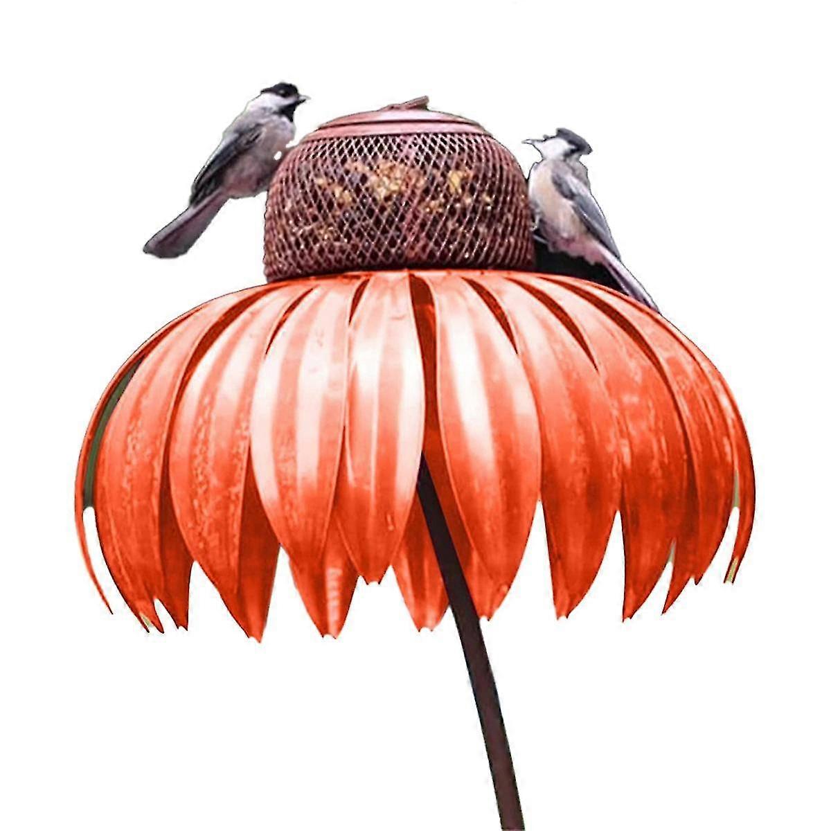 Foderflaske med stativ udendørs have blomsterformet fuglefoder