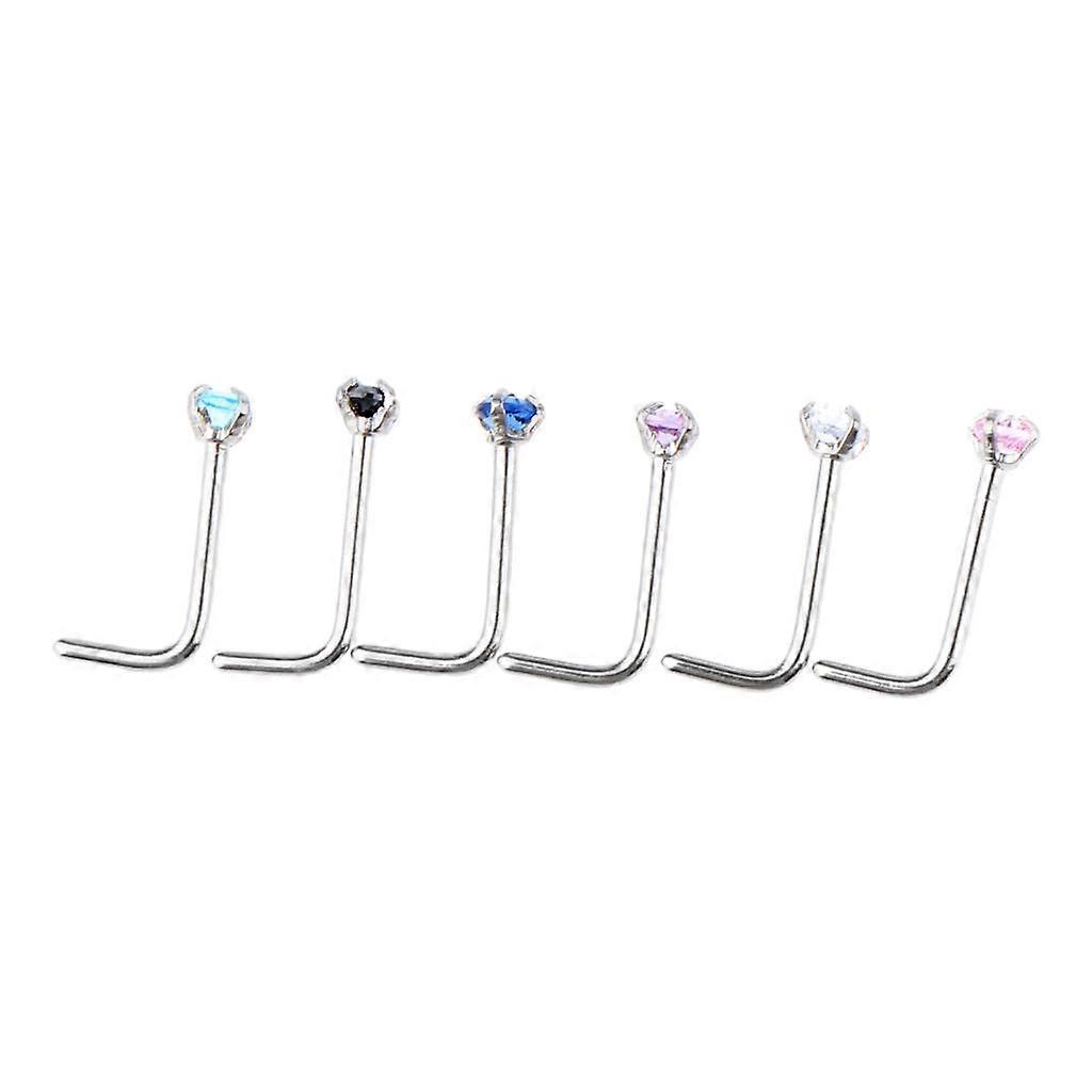 6pcs Bunte Strass Bar L-förmiger Piercing Schmuck 20G Schmuck