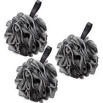 Skrubb Eksfolierende Kroppsbørste Svamp Ball Mesh Bad Loofahblack3stk yu
