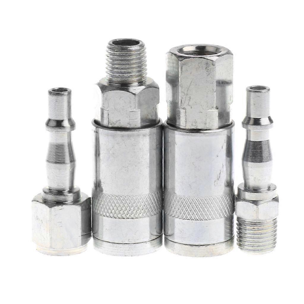 4 Pieces Pneumatic Air Quick Connector Kit Coupling Adapter Threaded Coupler