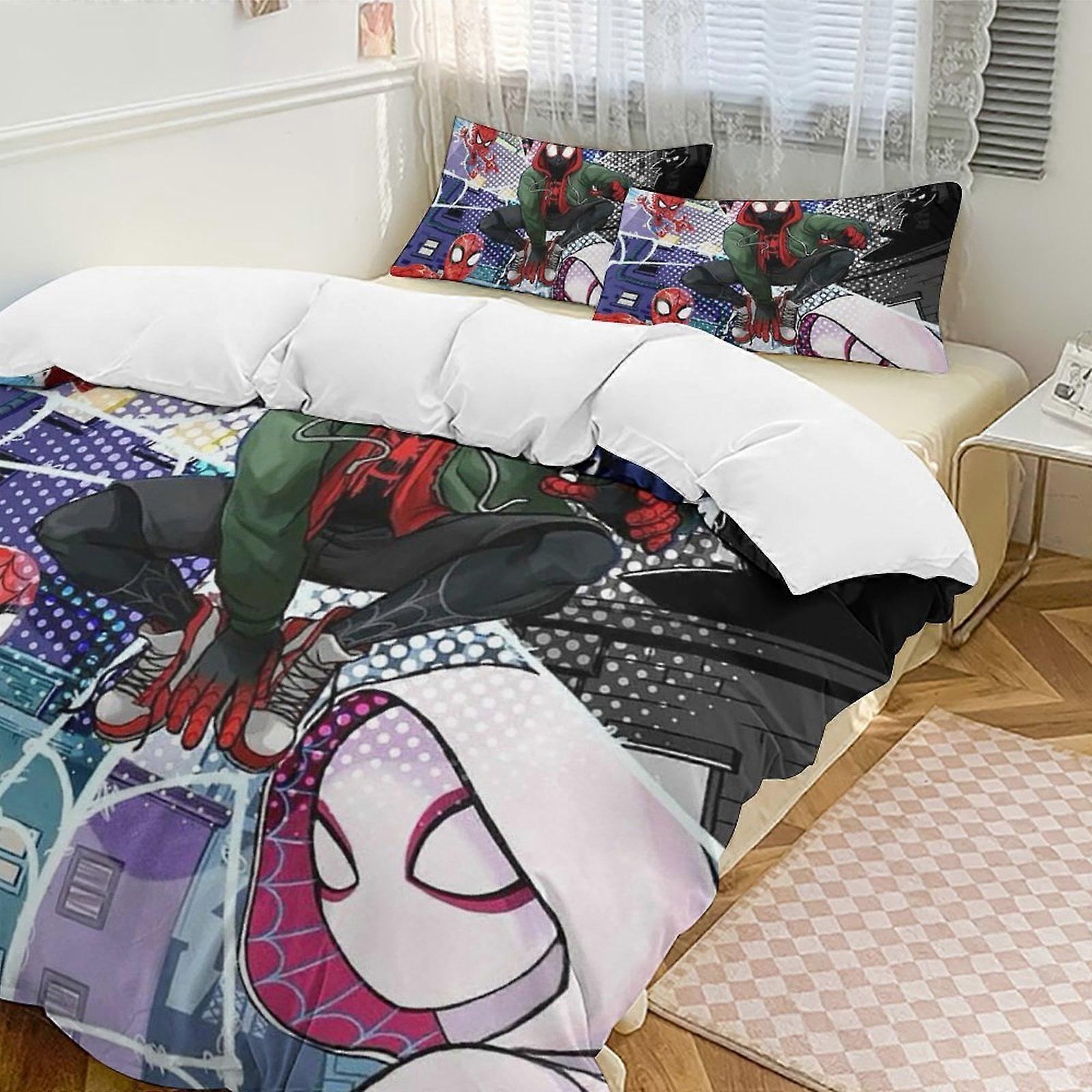Zm600 Spider-Man 3-Piece Twin Bed Set - Includes 1 Single Quilt And 2 Pillow Cases Bedding - Fade Resistant Microfiber Lc600