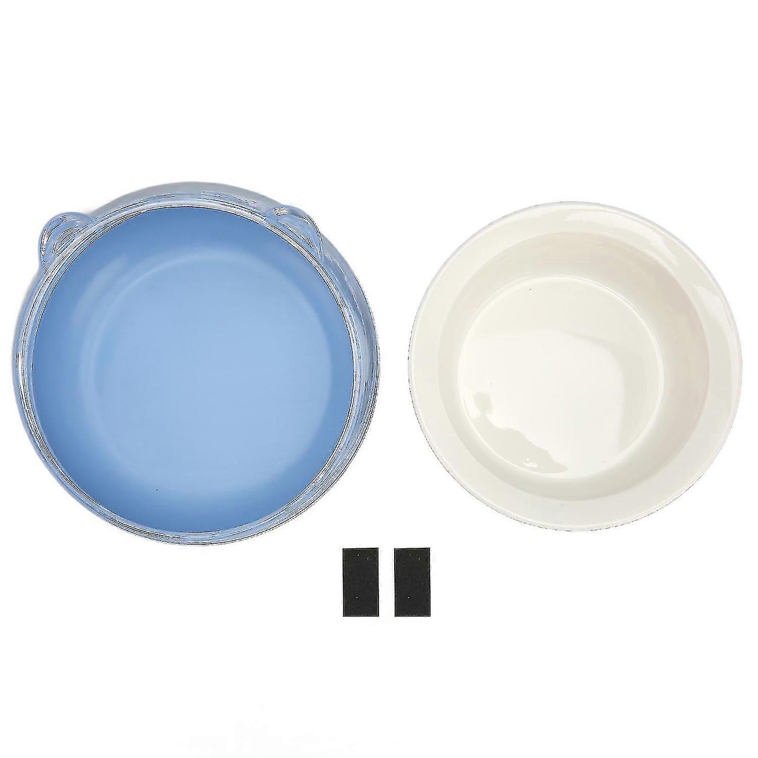 Raised Cat Food Bowls Ceramic Elevated Tilted with Stand to Prevent Spills for Cats and Kittens Blue