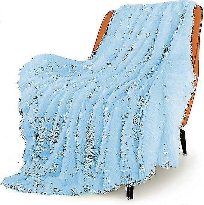 Soft Fuzzy Faux Fur Throw Blanket, Oversized Reversible Lightweight Shaggy Blanket Wigslar