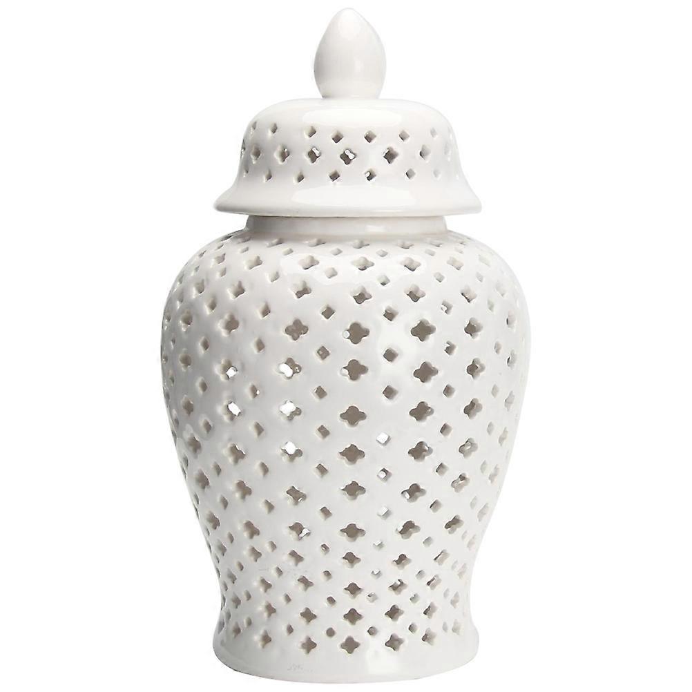 Ceramic Countertop Hollow Out Ginger Jar Pot Desktop Ornament Artificial Flower Holder Organizer