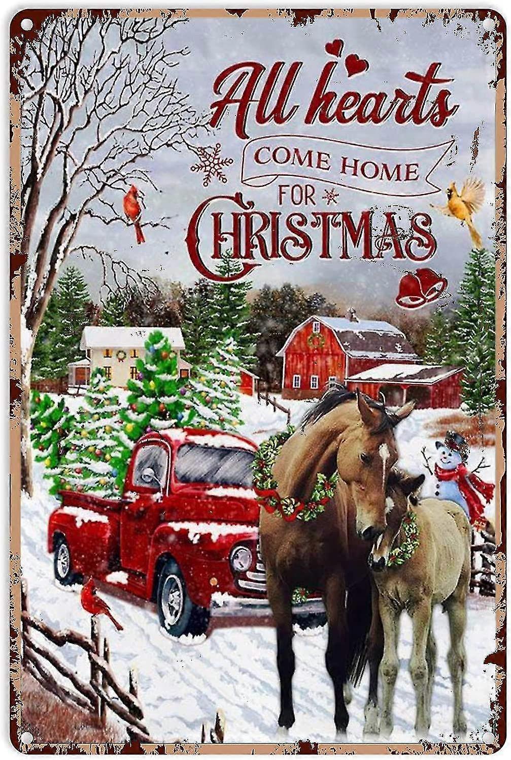 علامات عيد الميلاد لديكور المنزل جميع القلوب الماعز المنزل لعيد الميلاد معدن علامة ديكور القصدير الألومنيوم