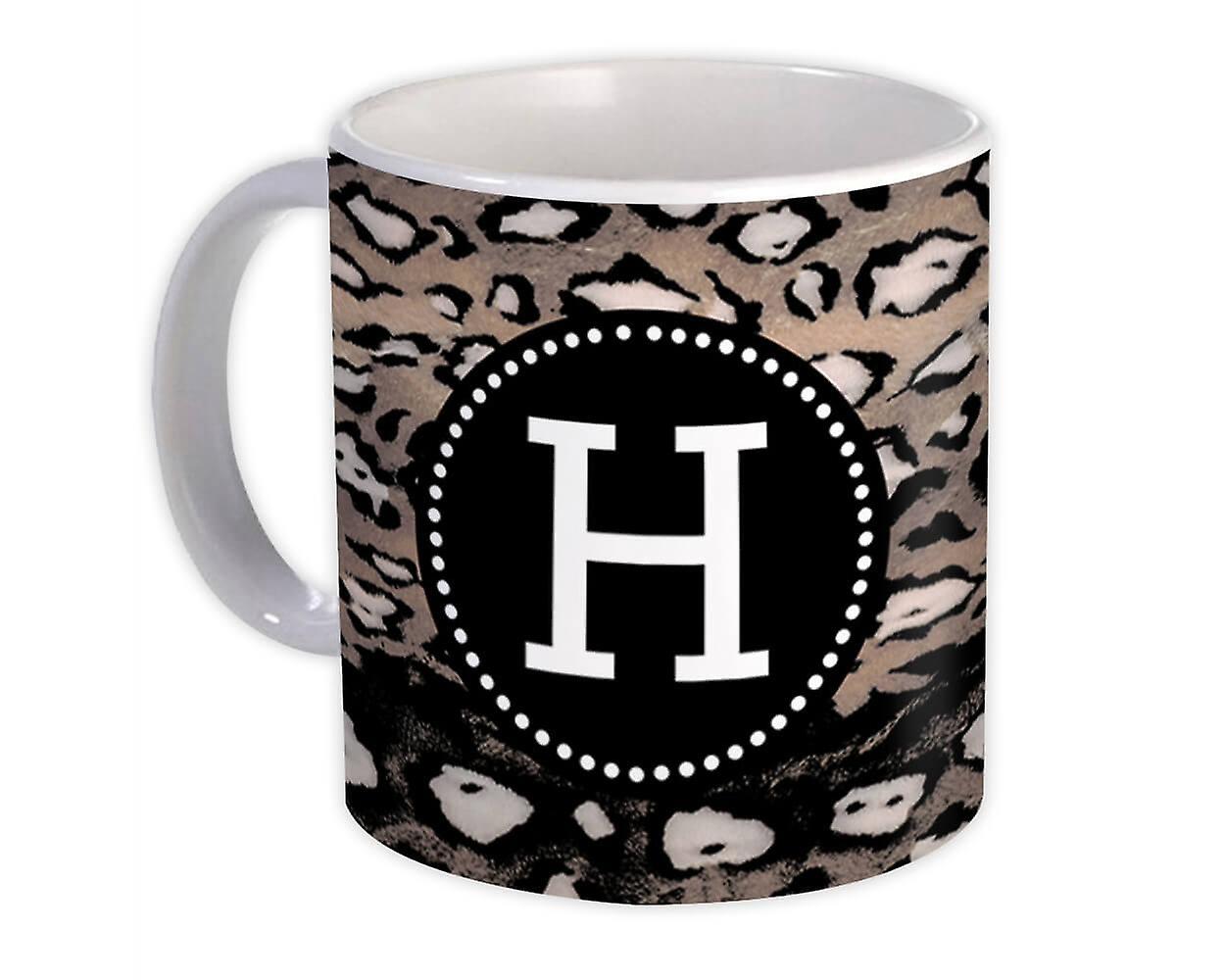 Geschenkbecher: Monogramm Buchstabe H Gepard