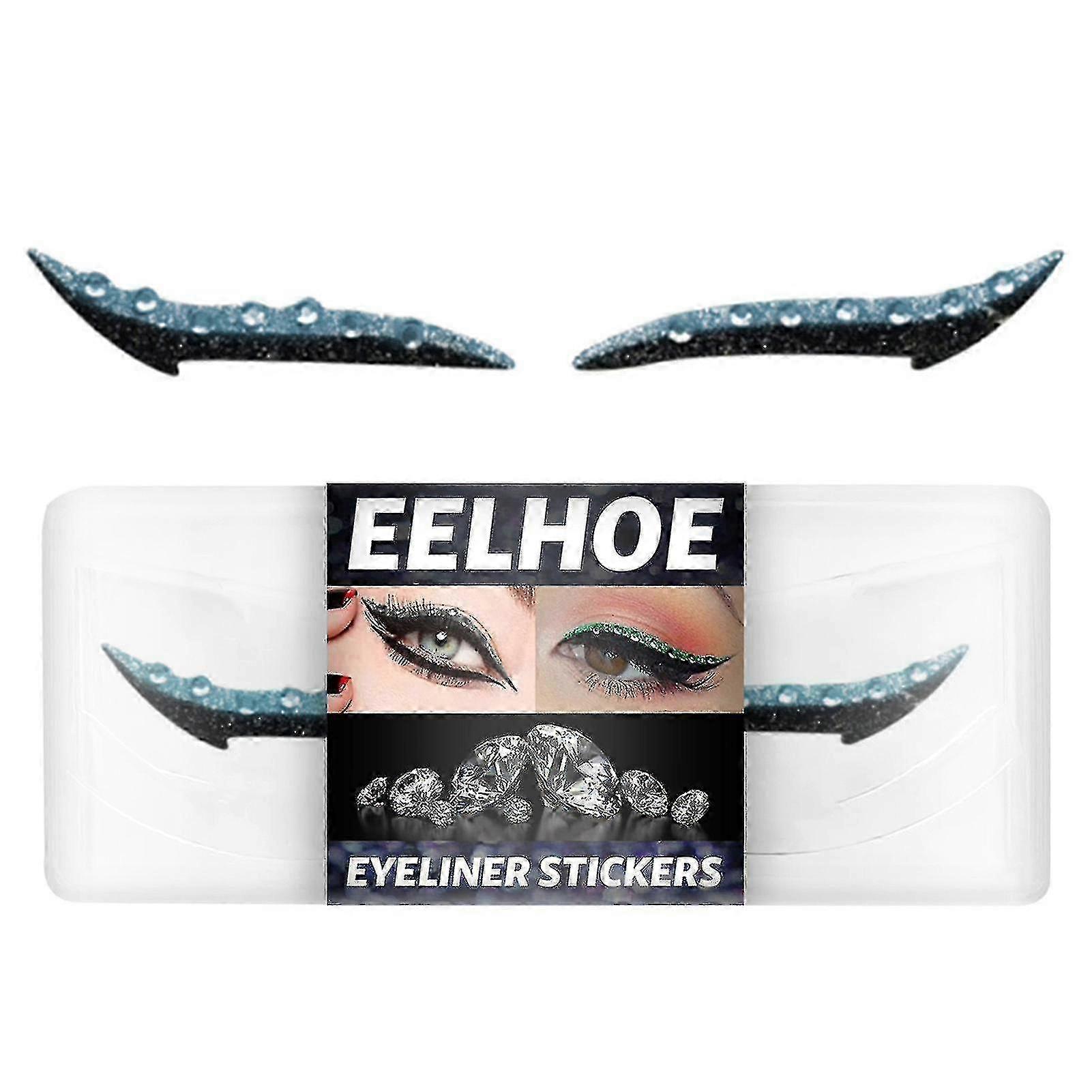 1Pair EELHOE Eye Liner Decal Reusable Tearable Plastic Rhinestone False Eyelin